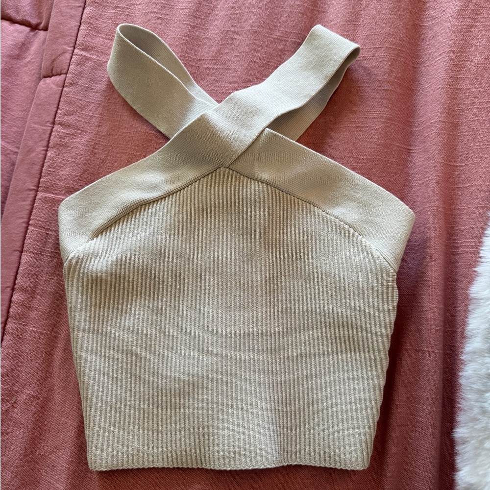 Aritzia- Sculpt Knit Criss Cross Cropped Tank